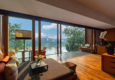 Hotel room with river view at Anantara Chiang Mai